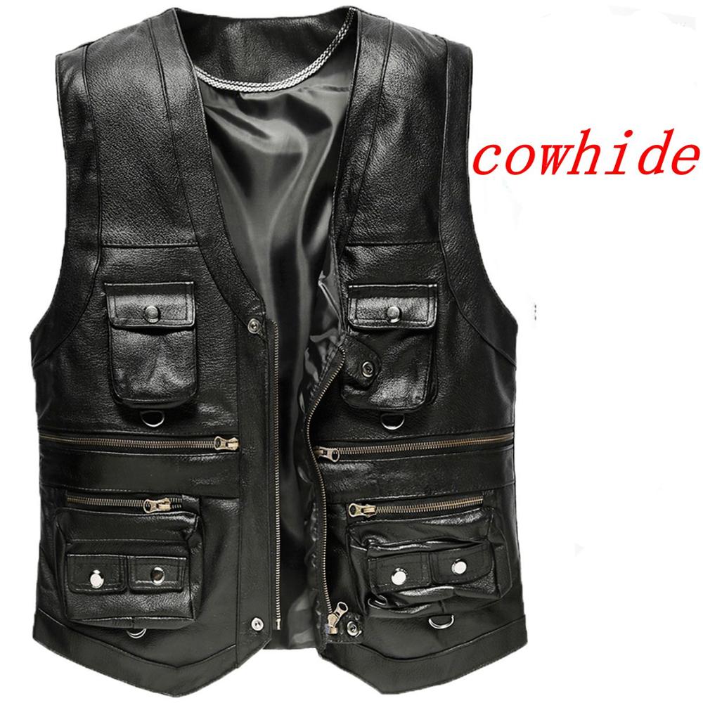 2025 Cowhide Genuine Leather V - Leather Work Vest ulasan dan harga