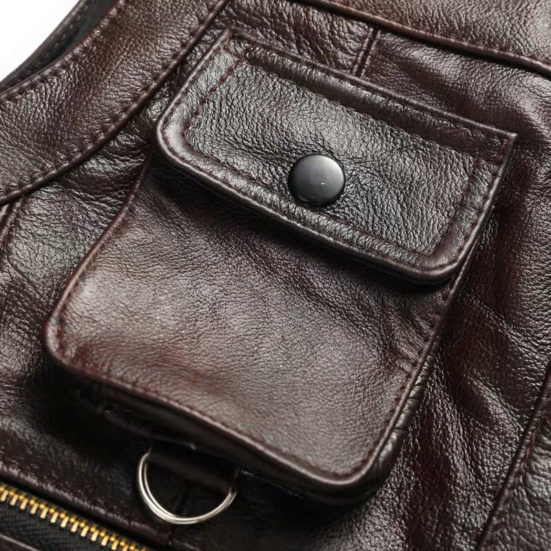 2025 Cowhide Genuine Leather V - Leather Work Vest ulasan dan harga