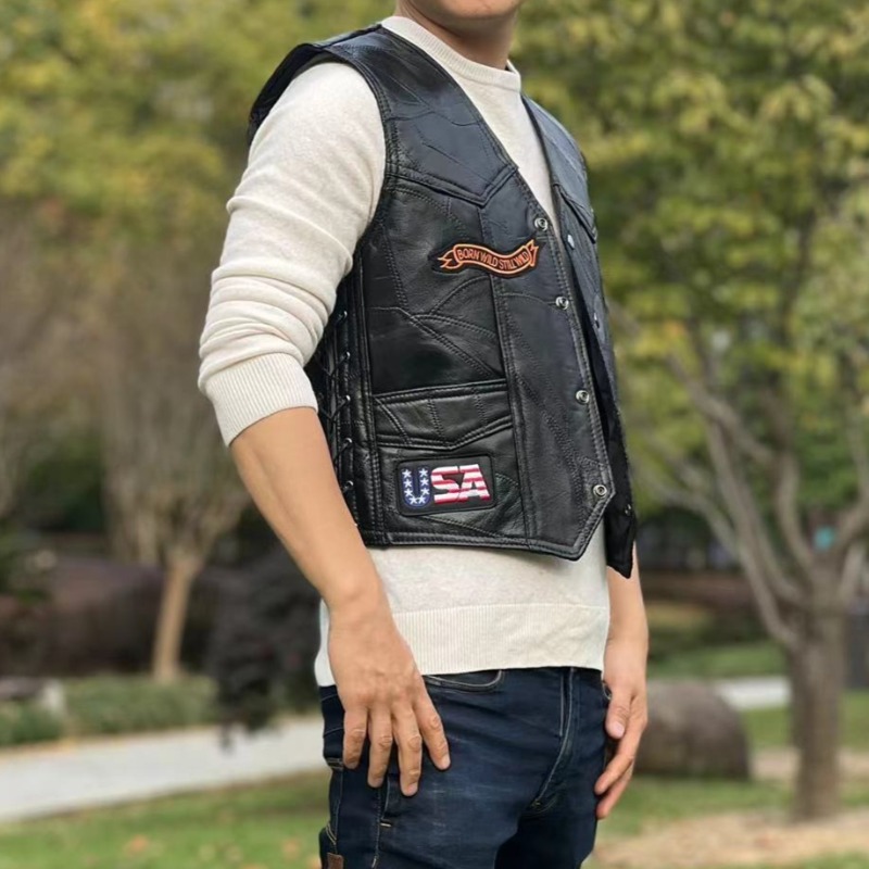NEW Motorcycle Vests Men Cafe  - Leather Work Vest ulasan dan harga