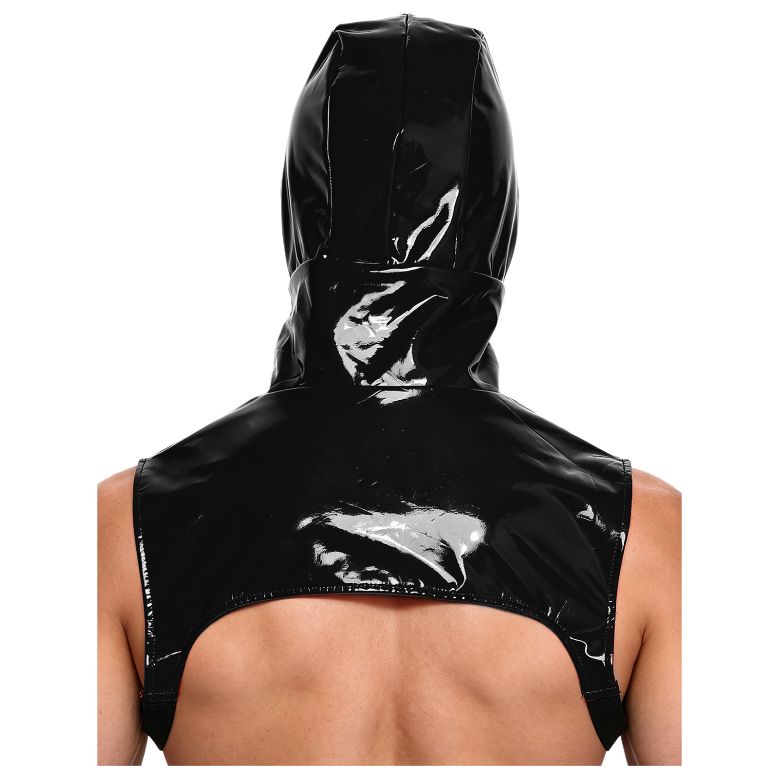 Mens PU Leather Hooded Collar  - Leather Work Vest ulasan dan harga