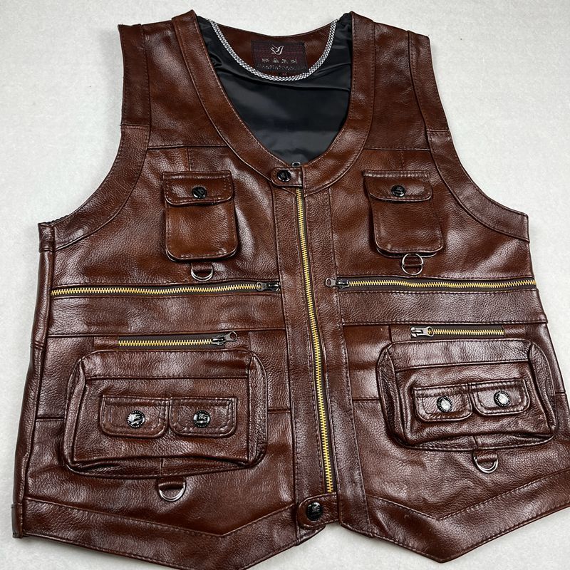 Cowhide Genuine Leather Vest W - Leather Work Vest ulasan dan harga