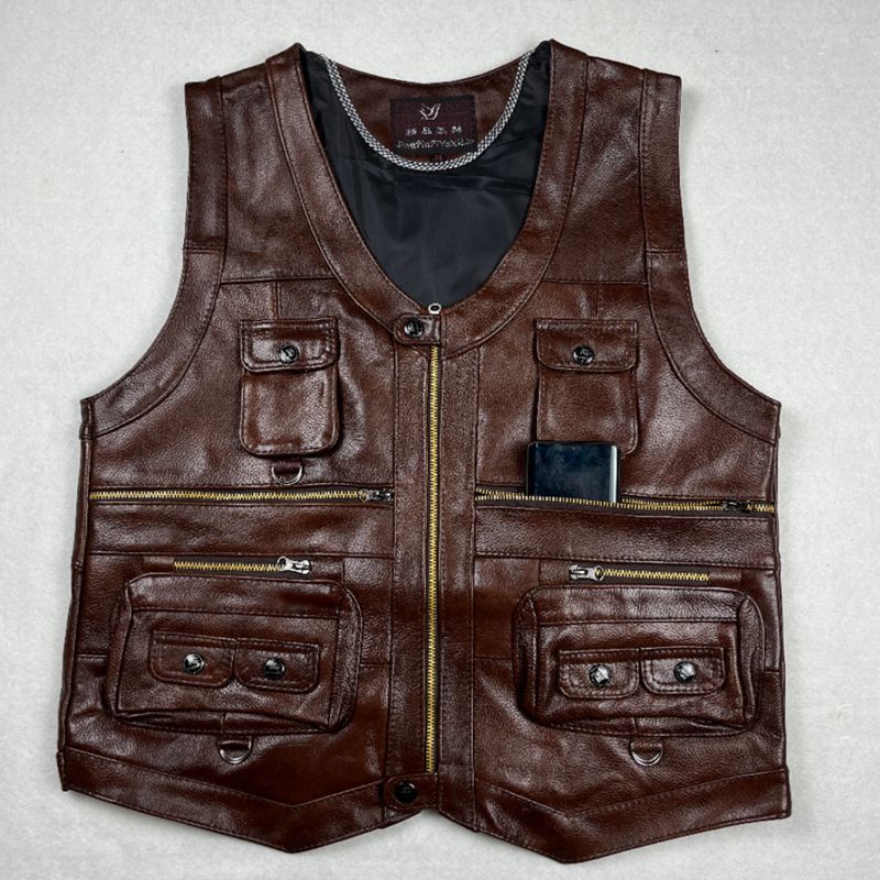 Cowhide Genuine Leather Vest W - Leather Work Vest ulasan dan harga