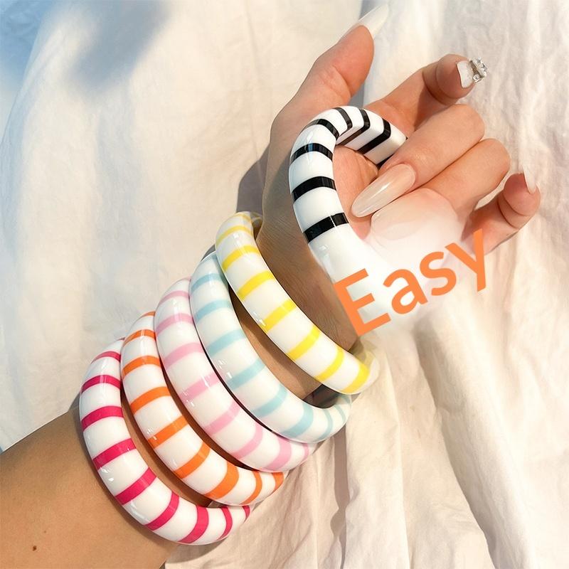 Color Block Resin Cuff Bracele - Leatherwork Jewelry ulasan dan harga