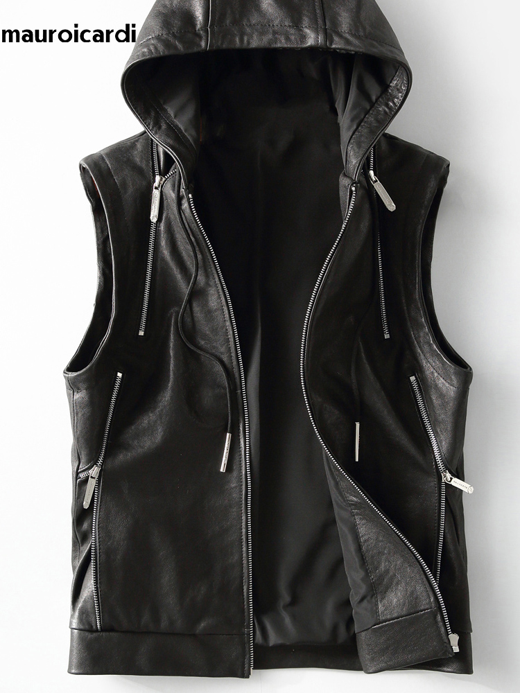 Mauroicardi Spring Autumn Luxu - Leather Work Vest ulasan dan harga