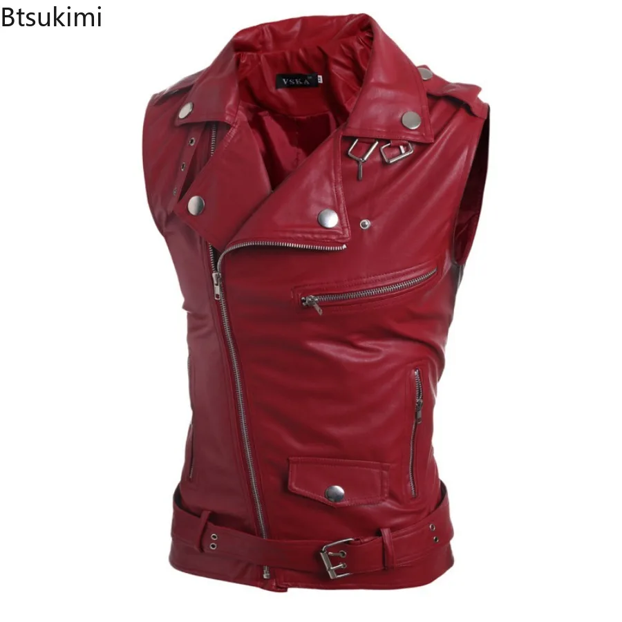 2026 Men's Casual PU Leather V - Leather Work Vest ulasan dan harga