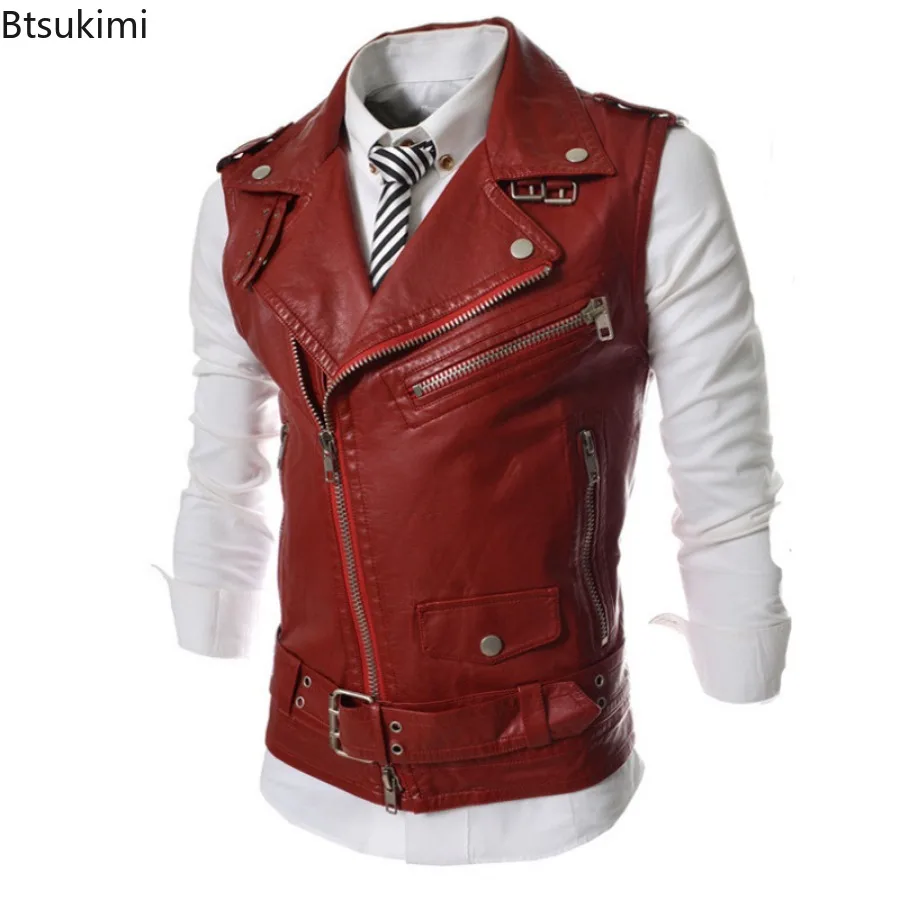 2026 Men's Casual PU Leather V - Leather Work Vest ulasan dan harga