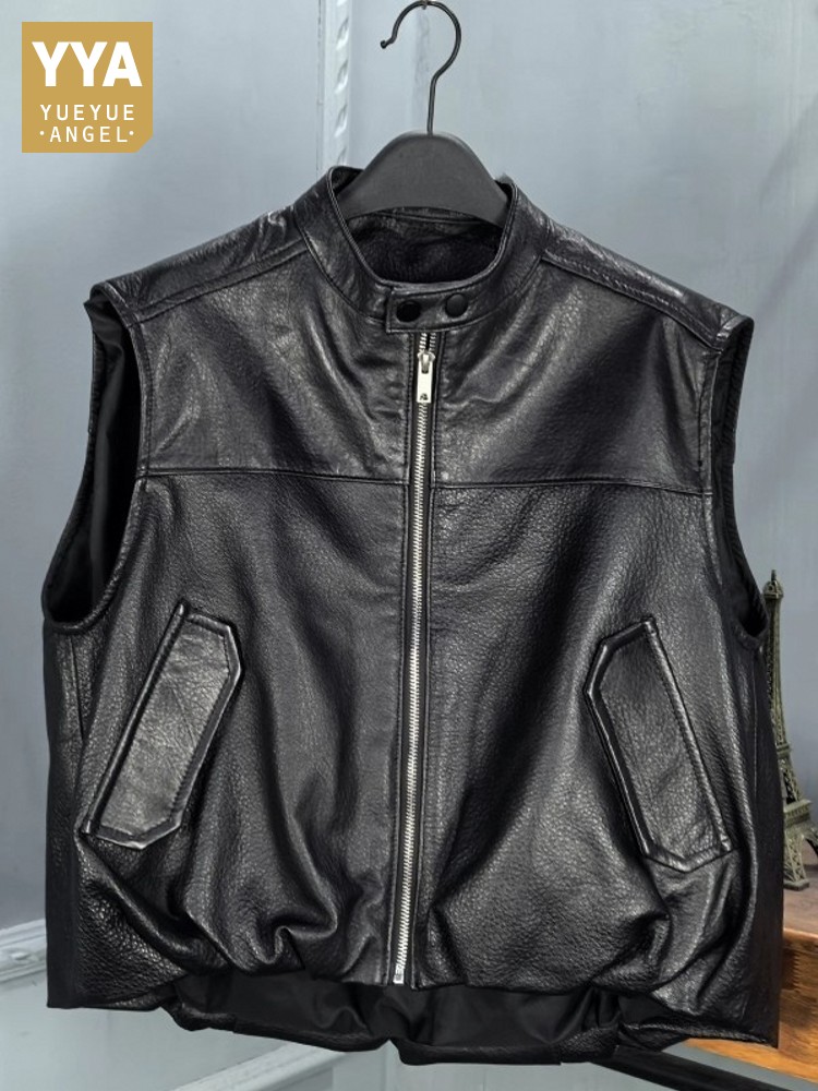 Autumn Fashion Natural Sheepsk - Leather Work Vest ulasan dan harga