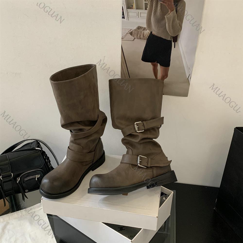 Spring Autumn Chunky Heel Thig - Belt Buckle Blank ulasan dan harga