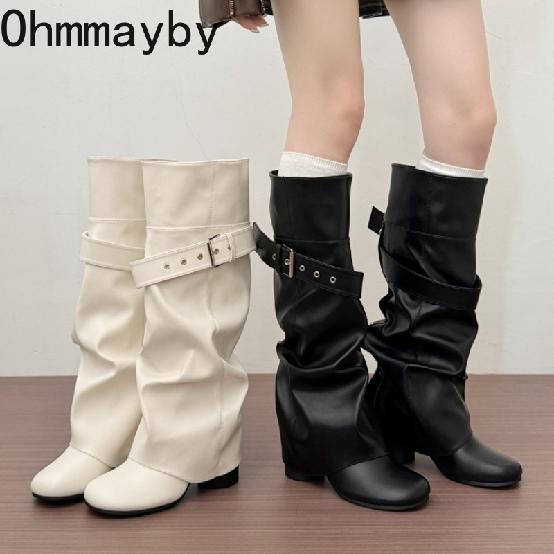 Designer Women Knee High Boots - Belt Buckle Blank ulasan dan harga