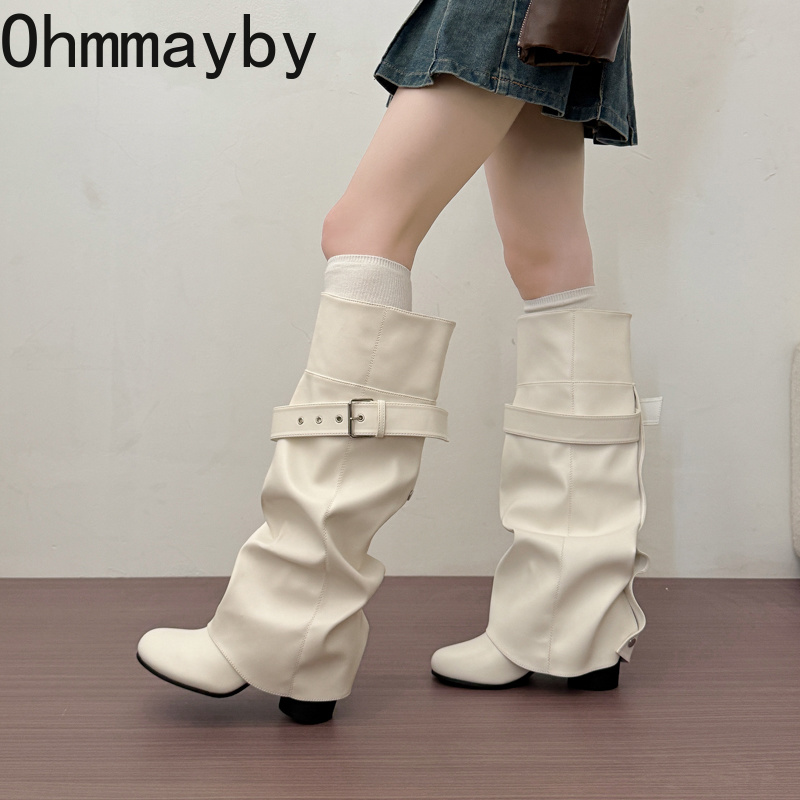 Designer Women Knee High Boots - Belt Buckle Blank ulasan dan harga