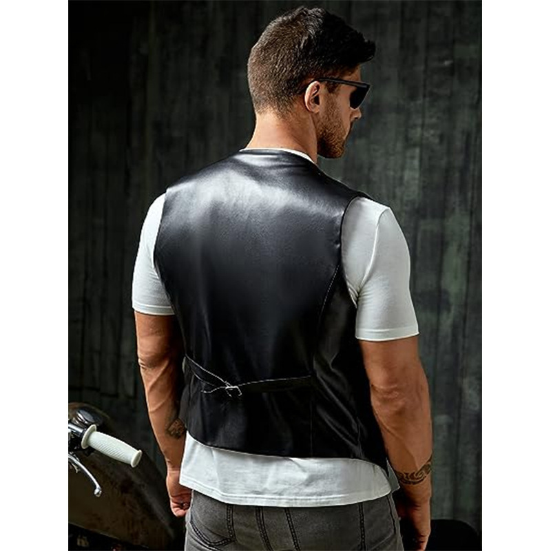 New Simple Men's PU Slim-fit L - Leather Work Vest ulasan dan harga