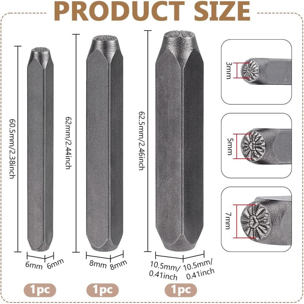 3Pcs Metal Punch Stamp Heart M - Leatherwork Jewelry ulasan dan harga