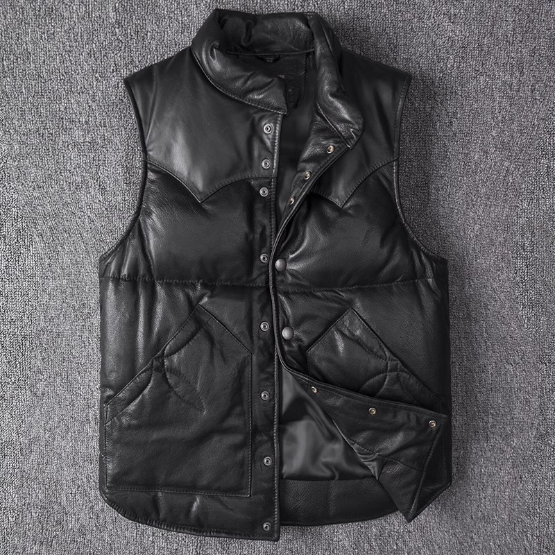 Men's Slim Fit Leather Jacket  - Leather Work Vest ulasan dan harga