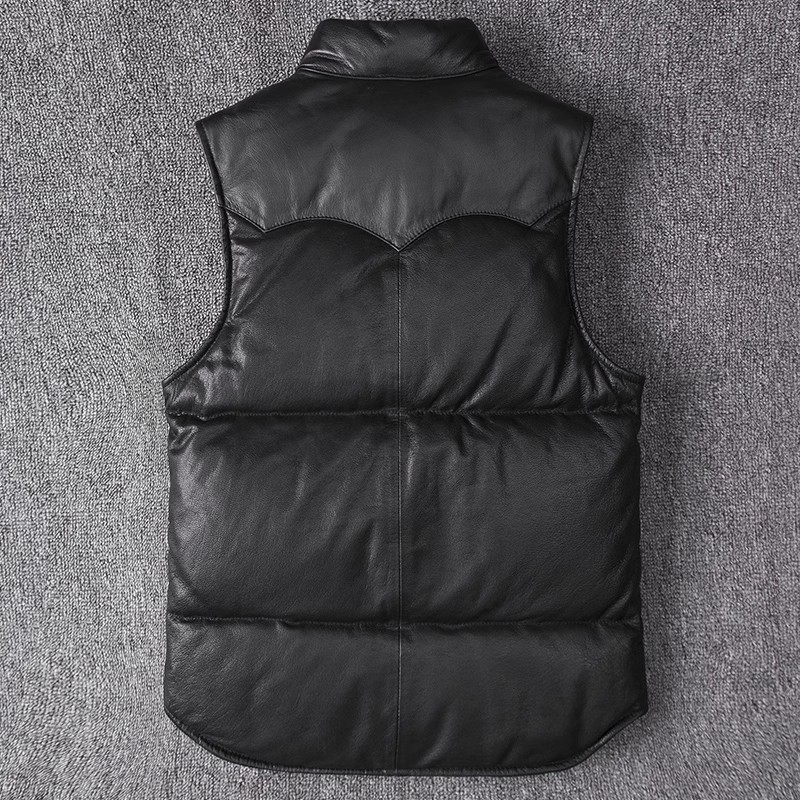 Men's Slim Fit Leather Jacket  - Leather Work Vest ulasan dan harga