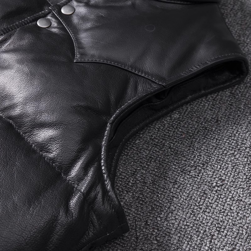 Men's Slim Fit Leather Jacket  - Leather Work Vest ulasan dan harga
