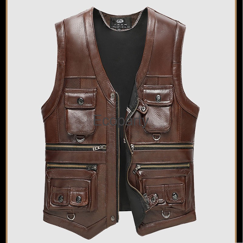 2024 Autumn Winter Leather Ves - Leather Work Vest ulasan dan harga
