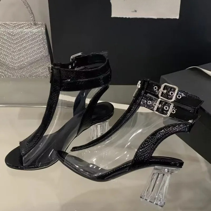 Crystal Heel Zip Sandals Summe - Belt Buckle Blank ulasan dan harga